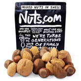 Nuts.com mixed nuts in shell 2lb bag for snacking and recipes.