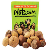 Nuts.com mixed nuts in shell close-up, perfect for wholesome snacking and baking prep.