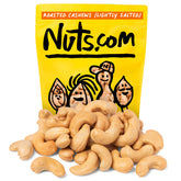 Nuts.com roasted cashews lightly salted 2-lb bag close-up texture for snacking