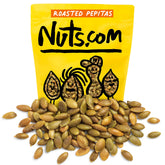 Nuts.com roasted pepitas 2lb bag on display, ideal high-protein snack.