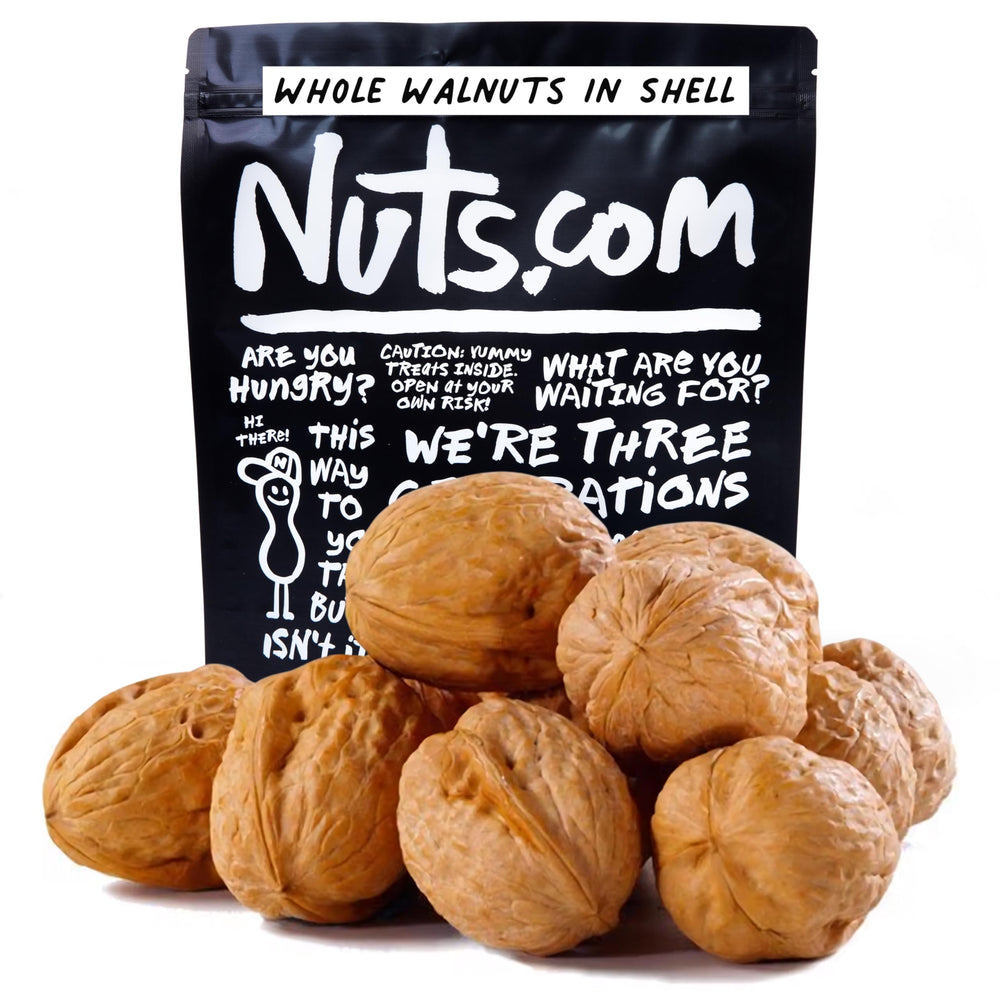 Nuts.com whole walnuts in shell bag showcasing premium snacking option