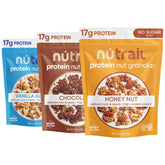 NuTrail 17g Protein Nut Granola Variety Pack for quick, protein-packed breakfasts.