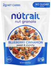 NuTrail Blueberry Cinnamon granola clusters, crunchy and no sugar added.