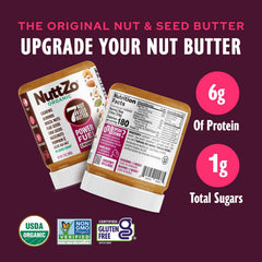 Upside-down jar of NuttZo Power Fuel for easy stirring and portion control