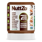 NuttZo Keto Chocolate Almond Coconut jar close-up showing rich texture and low carb appeal.