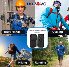 NUVAVO holster attached to belt loop for hands-free outdoor use