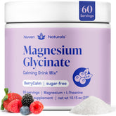 Nuven Naturals magnesium glycinate powder bottle for relaxing routines.