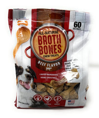 Nylabone Beef Broth Bones packaging closeup for easy recognition.