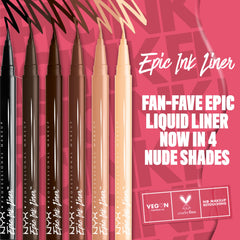 NYX Epic Ink Liner precise-tip stroke enables crisp eyeliner lines.
