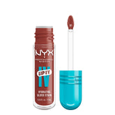 NYX Lip IV Hydrating Glossy Lip Stain in Drippin' Nude with instant wet shine