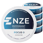 NZE caffeine-free peppermint can front view highlighting focus potential
