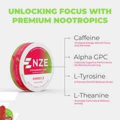 Open NZE can with pouches, rapid mouth absorption for fast energy.