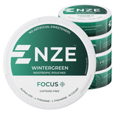NZE Wintergreen caffeine-free nootropic pouches can front view for focused, caffeine-free support