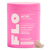 O Positiv FLO Acne Capsules bottle front for daily use toward clearer skin.