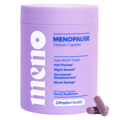 O Positiv MENO bottle on white, signaling simple daily menopause support.