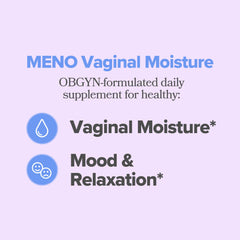 Close-up of MENO capsules illustrating two-capsule daily dose for ongoing support.