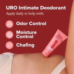Front view of O Positiv URO intimate deodorant cream packaging