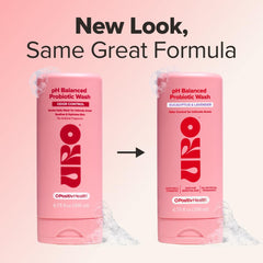 Probiotic ferments and pre/post-biotics shown in O Positiv URO wash ingredients