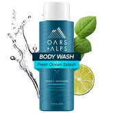 Oars + Alps body wash bottle front view highlighting Fresh Ocean Splash scent for daily use.