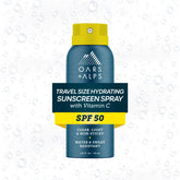 Oars + Alps SPF 50 spray bottle for quick, even coverage on face and body