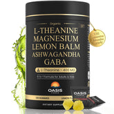 OASIS FORCE L-Theanine gummies bottle promotes calm focus and relaxation.