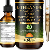 OASIS FORCE L-Theanine 400mg liquid drops bottle for easy dosing.
