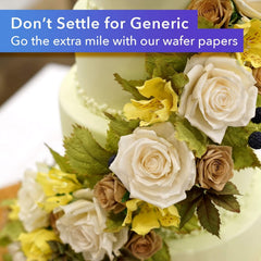 Oasis Supply wafer paper pack 8x11 white, spread view, demonstrates versatile decorating potential