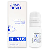 Oasis TEARS OT6500 PF Plus bottle closeup, preservative-free formula for gentle lubrication.