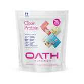 Oath Nutrition Clear Whey Isolate bottle pour demonstrating a refreshing post-workout drink