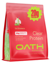 Oath Nutrition Clear Whey Kiwi Strawberry in glass for refreshing post-workout fuel