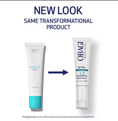 Obagi Medical Retinol 1.0 Cream texture swirl highlights gentle, gradual release.