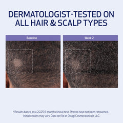 Obagi Nu-Cil BioStim amino acids and peptide complex illustration near the scalp.