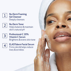 Obagi travel set Professional-C 20% serum bottle brightens and protects the skin.
