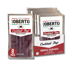 Oberto Oh Boy Classics Cocktail Pep smoked sausages front pack, grab-and-go snack.
