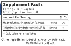 Objective Nutrients Thiamax capsules close-up shows 100 mg per active ingredient