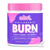 Obvi Collagenic Burn PM bottle for nighttime wellness and relaxation