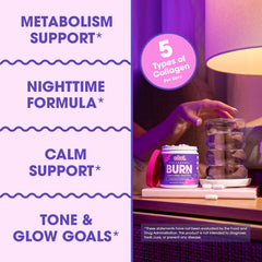 Label of Obvi Collagenic Burn PM highlighting ingredients for overnight support