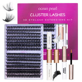 Ocean Pearl lash clusters 320pcs showing mixed 60D and 80D for natural to dramatic looks.