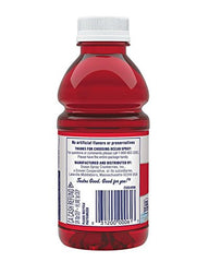 Close-up of Ocean Spray Cranberry Cocktail label, emphasizing real juice content