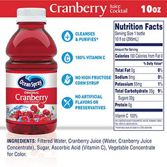 Six-pack Ocean Spray Cranberry Cocktail Juice Drink bottles on the counter, ready for gatherings