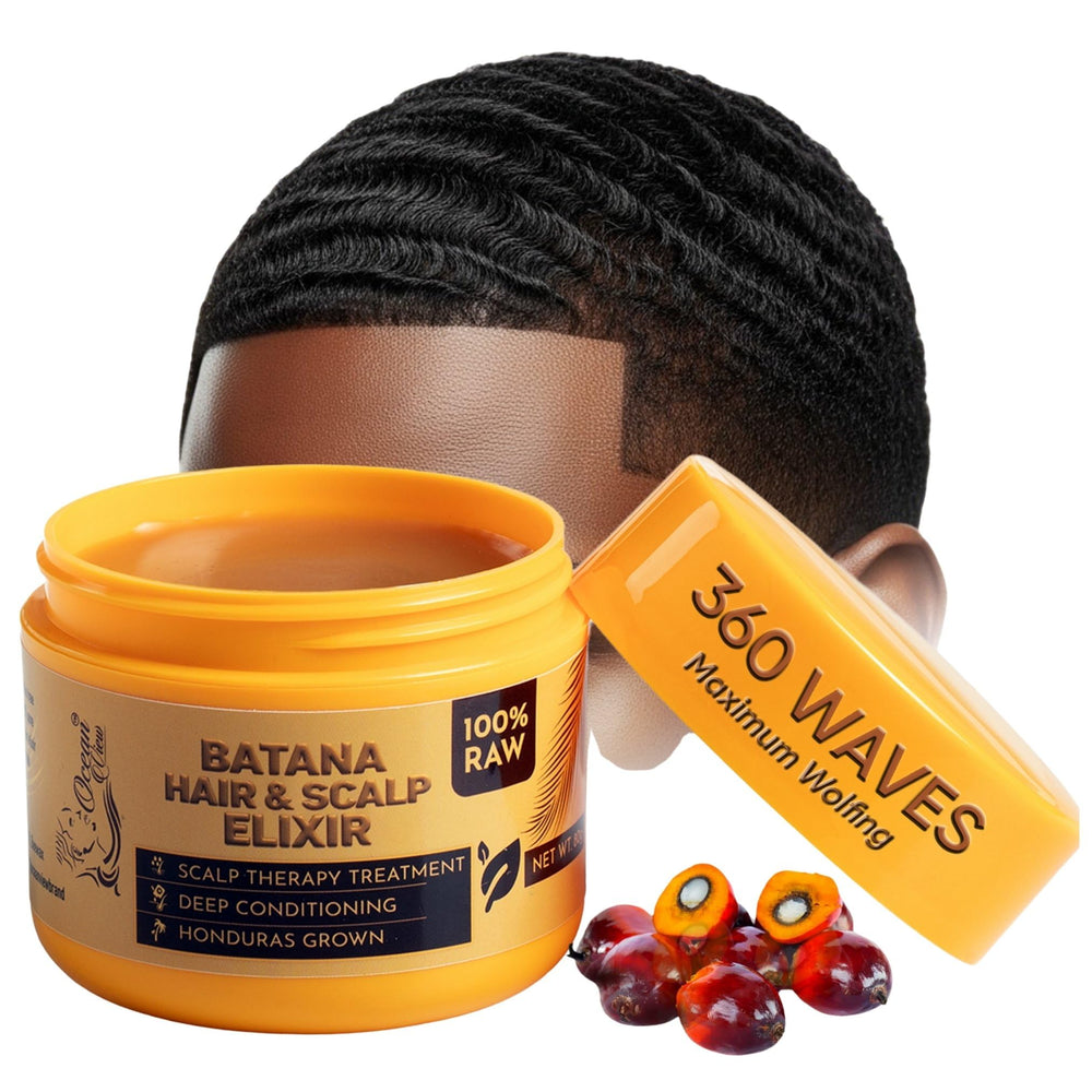 Ocean View Deep Waves Pomade jar closeup showing rich texture for defined waves.