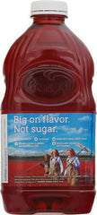Ocean Spray Diet Cran-Cherry 64 oz label closeup highlights real fruit juice.
