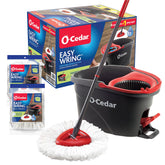 O-Cedar EasyWring mop-bucket system enables hands-free wringing for mess-free cleaning.