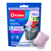 O-Cedar PACS Lavender pod dissolving in water for quick, thorough floor cleaning.