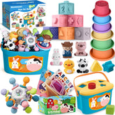OCHIDO 6-in-1 teether toy with textured points for soothing gums and engaging chews.