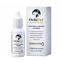 OcluVet Eye Drops for Pets bottle ready for daily eye care and comfort.