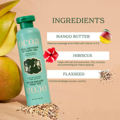 Frizz control feature of OCOA Curl Defining Gel on curly hair