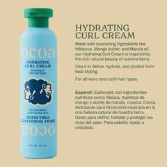 OCOA Marula Oil smoothing formula applied to curls silhouettes.