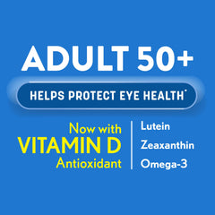 Ocuvite 50+ bottle side angle showcasing compact daily vitamin pack