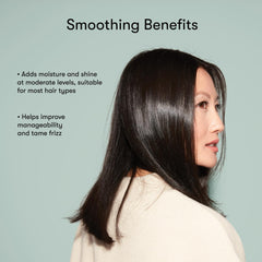 Close-up of Odele smoothing-conditioner label emphasizing nourish and manageability.